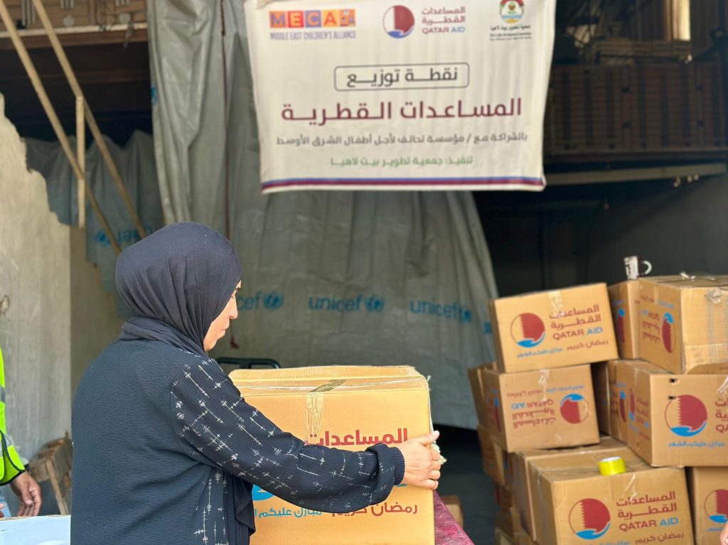 Distribution of Qatari Aid in Northern Gaza in Partnership with (MECA)